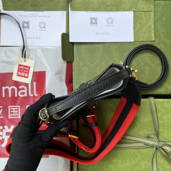 BORSA A MANO PICCOLA JACKIE 1961 19 IN DENIM NERO GIALLO E BORDI IN PELLE DI VITELLO NERA, FERRAMENTA ORO