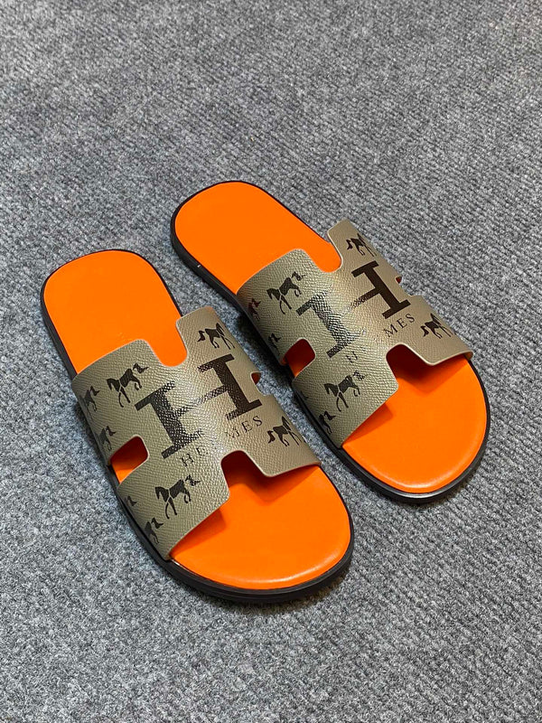 HM IZMIR SANDAL MOSS AND TIGER CALFSKIN WITH ICON