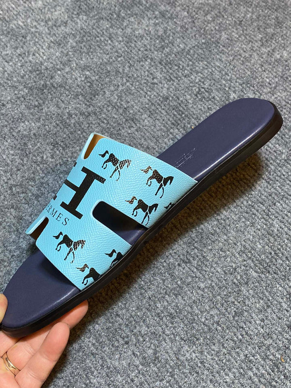 HM IZMIR SANDAL INDIGO AND SKY CALFSKIN WITH ICON