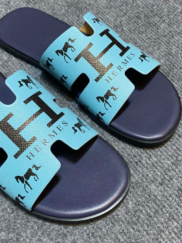 HM IZMIR SANDAL INDIGO AND SKY CALFSKIN WITH ICON