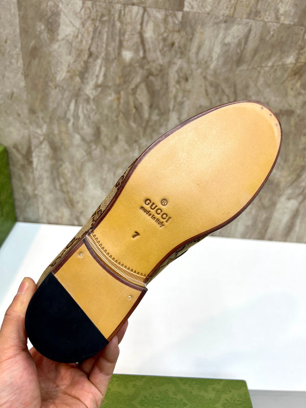 GG Men's Tassel Loafer Brown Cowhide Canvas 548740