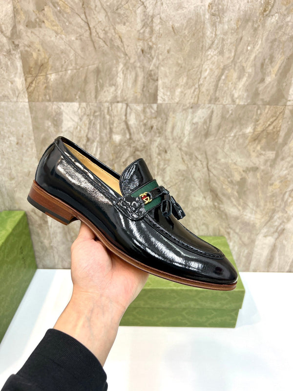 GG Men's Tassel Loafer Black Patent Leather 548745