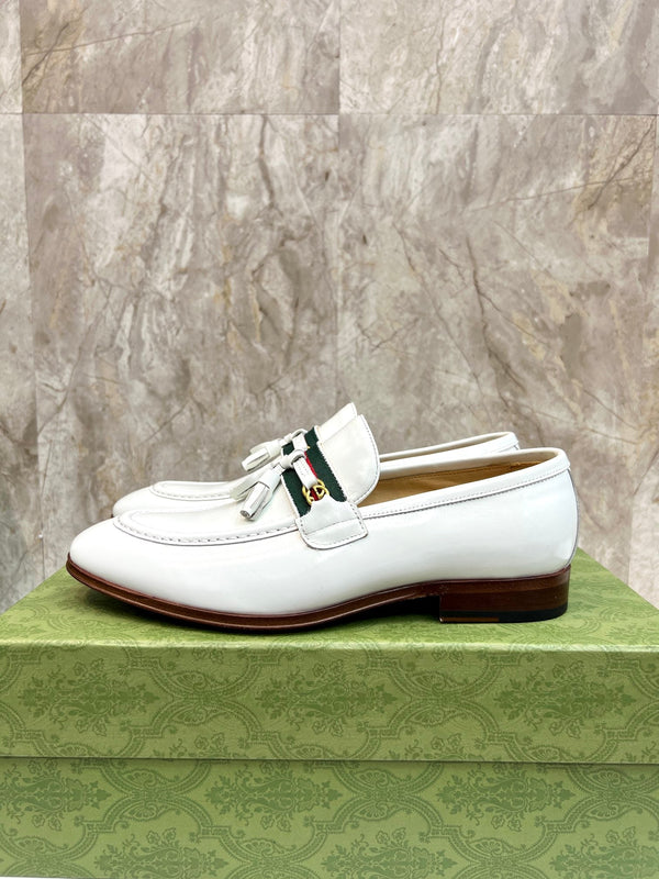 GG Men's Tassel Loafer White Cowhide 548746