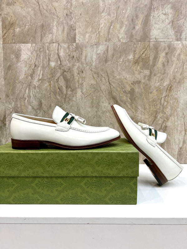 GG Men's Tassel Loafer White Cowhide 548746