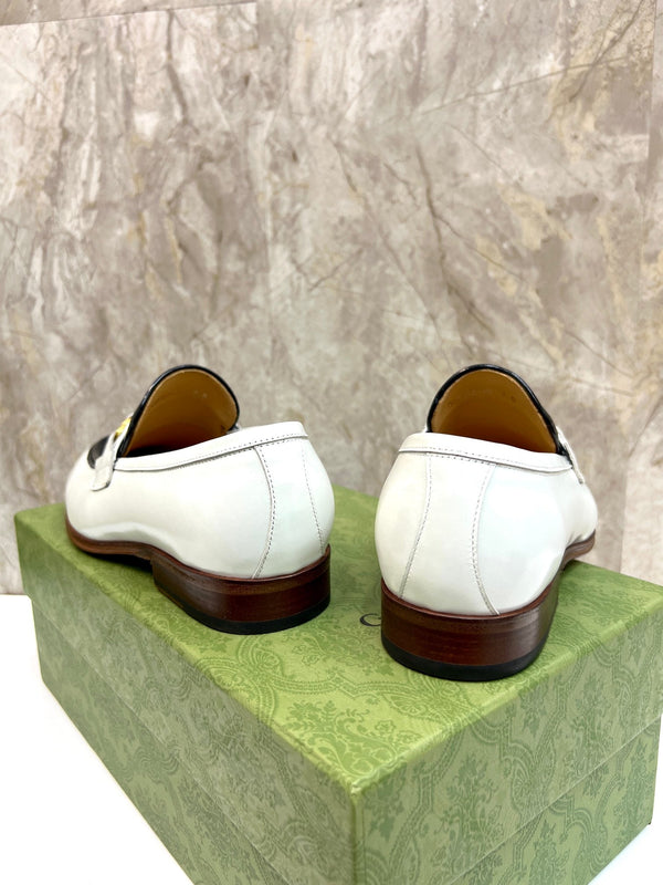 GG Men's Tassel Loafer White Black Patent Leather 548747