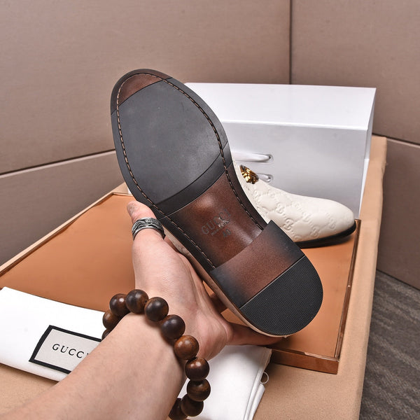 GG Men's Interlocking GG Loafer White Embossed Cowhide 480401