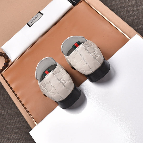 GG Men's Interlocking GG Loafer White Embossed Cowhide 480401