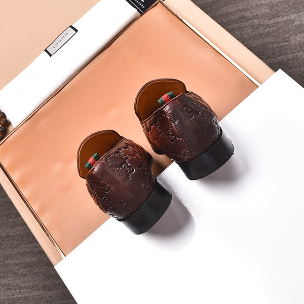 GG Men's Interlocking GG Loafer Brown Embossed Cowhide 480402