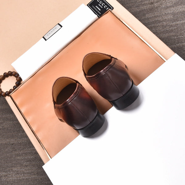 GG Men's Loafer Brown Embossed Cowhide 538717