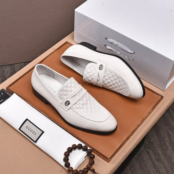 GG Men's Loafer White Embossed Cowhide 538718