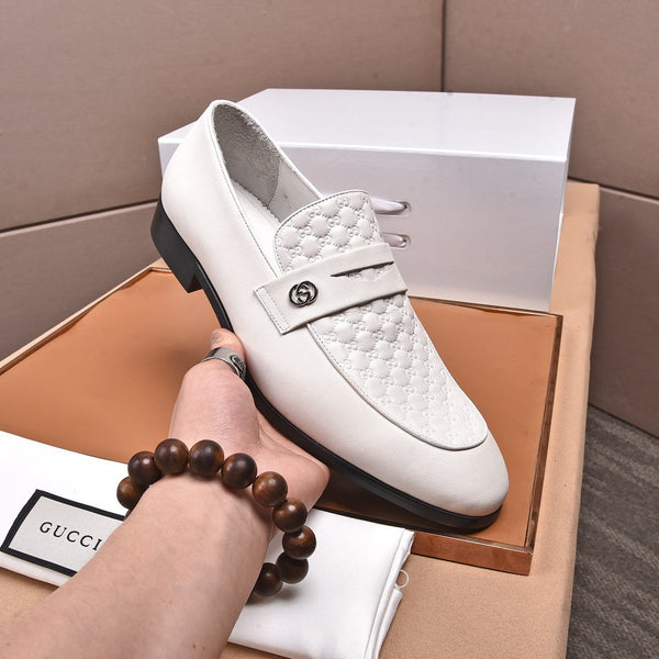 GG Men's Loafer White Embossed Cowhide 538718