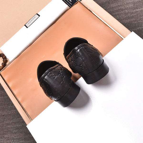 GG Men's Loafer Black Embossed Cowhide 538715