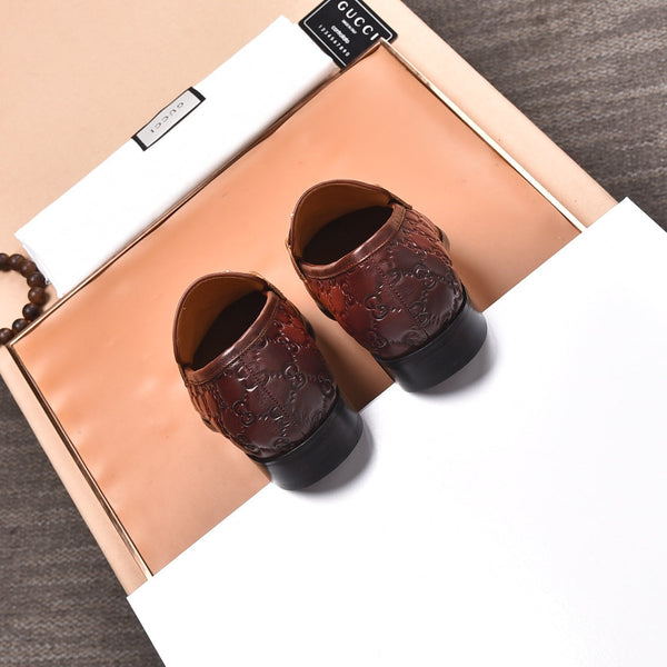 GG Men's Loafer Brown Embossed Cowhide 538714