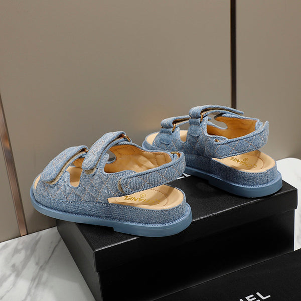 CC 25S Dad Sandal Blue Denim Beige Calfskin