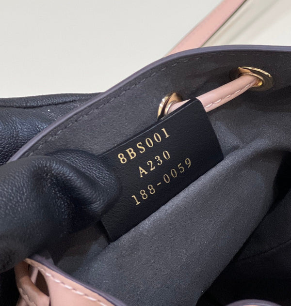 MON TRESOR MINI 18 BAG IN PEACHY PINK CALFSKIN FF WITH GOLD HARDWARE