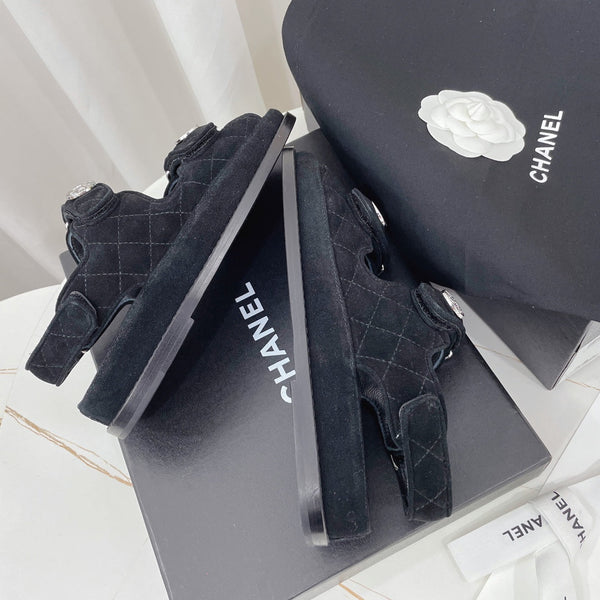 CC Dad Sandal Black Suede Leather 742947