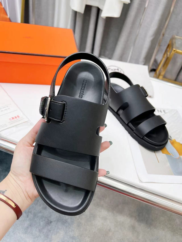 HM HENRIO SANDAL BLACK CALFSKIN