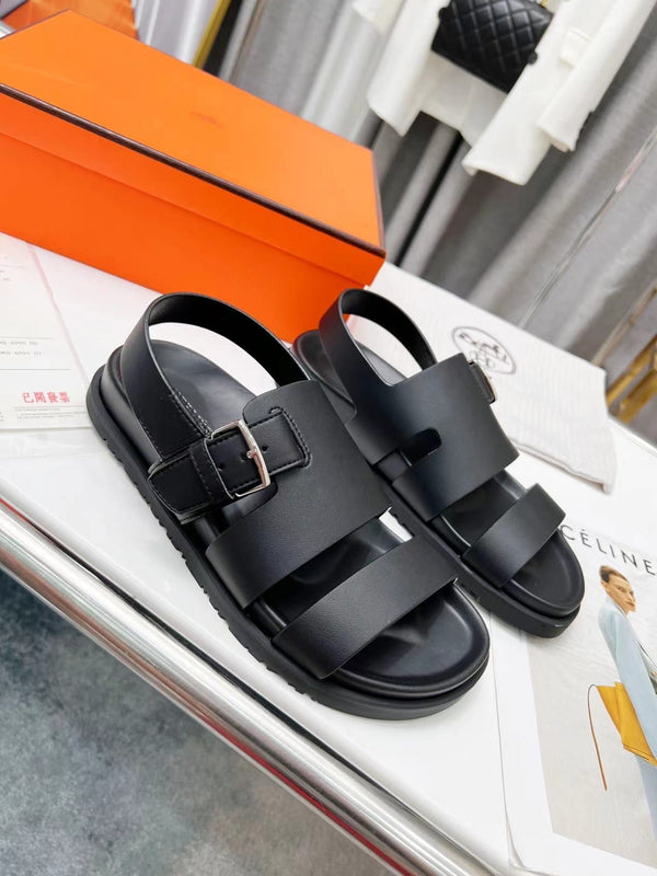 HM HENRIO SANDAL BLACK CALFSKIN