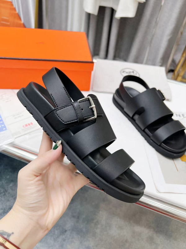 HM HENRIO SANDAL BLACK CALFSKIN
