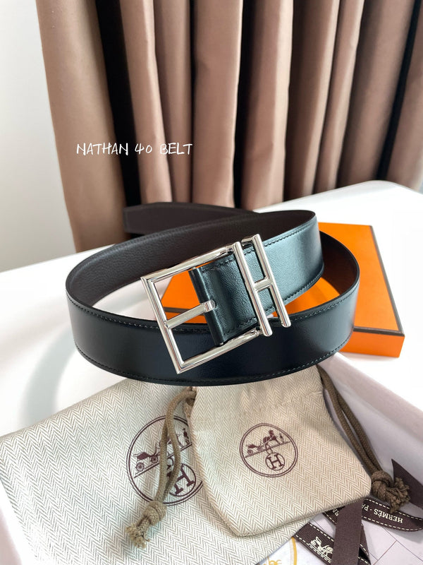 HM Nathan 40mm Belt Black Chocolate Leather 187791