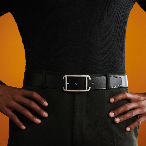 HM Society 38mm Reversible Belt Black Brown Leather 187792