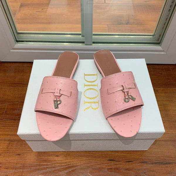 Sandali Summer Charms Mule Rosa Struzzo Marrone Pelle di Agnello