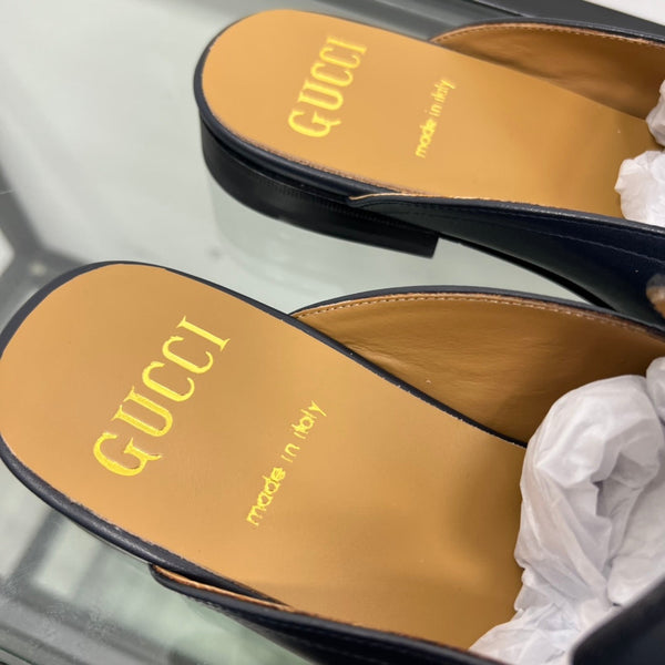 GG Men's Mule Brown Black Canvas Calfskin 559041