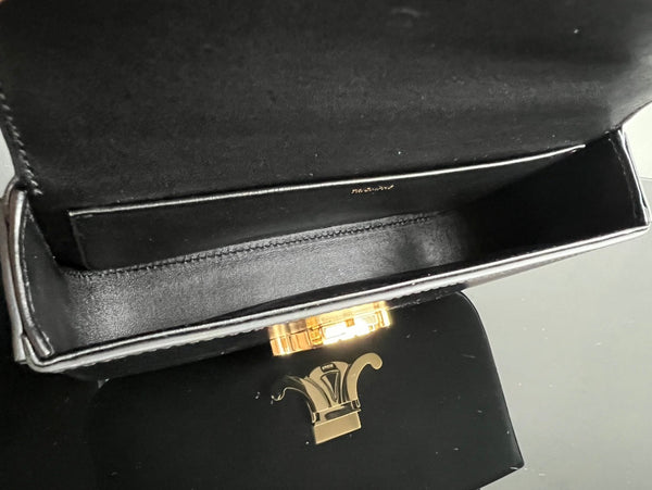 BORSA CON TRACOLLA A CATENA IN PELLE DI BUCCINO NERA TRIPHOME 20