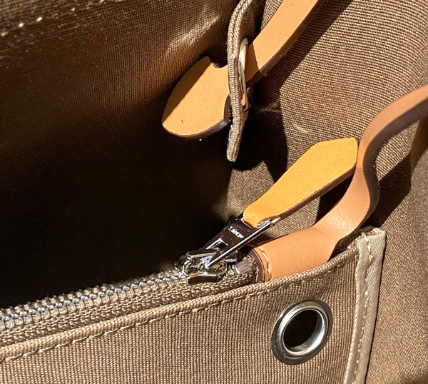 Herbag 31 Toile Brown Canvas Gold Pelle di vacchetta