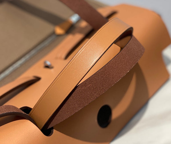 Herbag 31 Toile Brown Canvas Gold Pelle di vacchetta