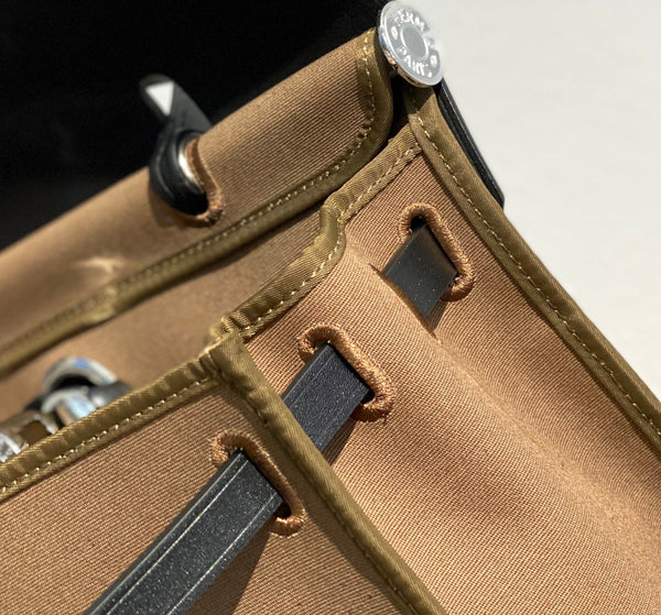 Herbag 31 Toile Brown Canvas Pelle di vacchetta nera