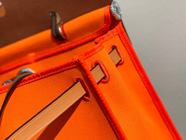 Herbag 31 Toile Orange Canvas Gold Cowhide Leather