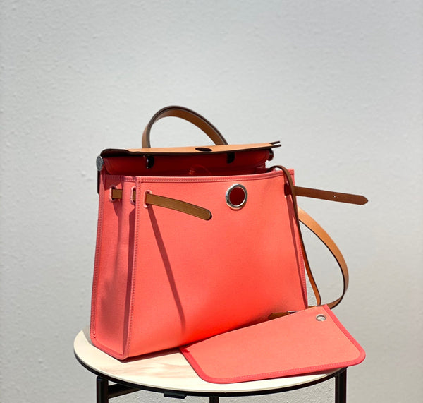 Herbag 31 Toile Pink Canvas Gold Pelle di vacchetta