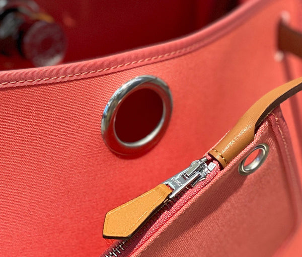 Herbag 31 Toile Pink Canvas Gold Pelle di vacchetta