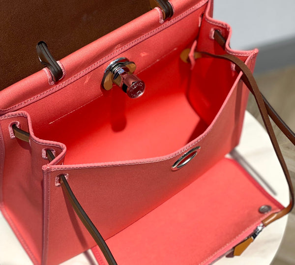 Herbag 31 Toile Pink Canvas Gold Pelle di vacchetta