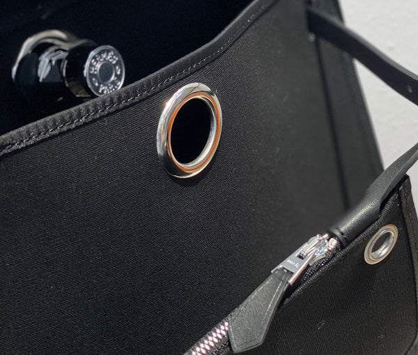 Herbag 31 Toile Black Canvas Black Cowhide Leather