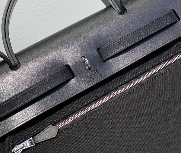 Herbag 31 Toile Black Canvas Black Cowhide Leather