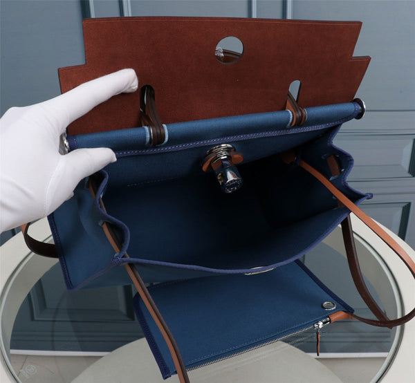 HM HERBAG ZIP 31 AEGEAN AND COPPER CANVAS