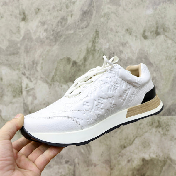 HM EMBOSSED ICON SNEAKER WHITE CALFSKIN