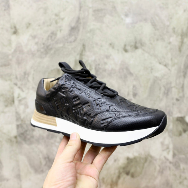 HM EMBOSSED ICON SNEAKER BLACK CALFSKIN