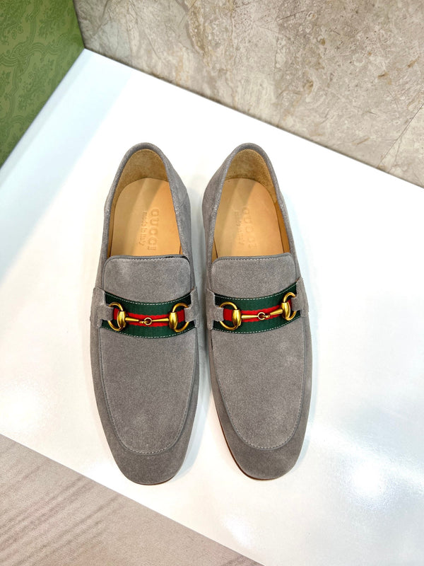 GG Men's Horsebit Loafer Grey Suede 550326