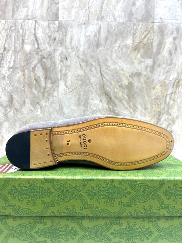 GG Men's Horsebit Loafer Grey Suede 550326