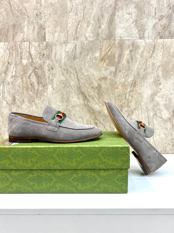 GG Men's Horsebit Loafer Grey Suede 550326