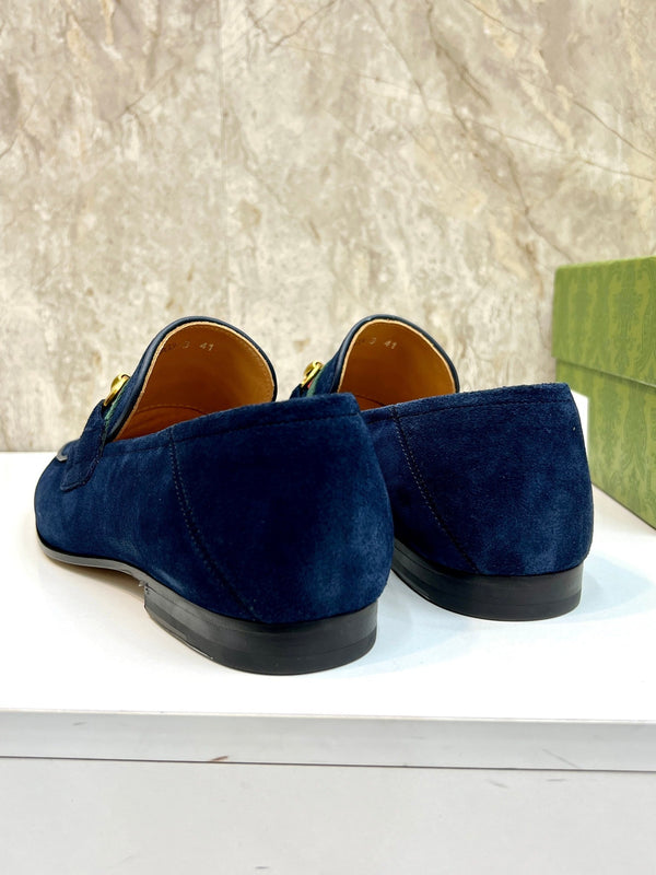 GG Men's Horsebit Loafer Navy Blue Suede 550325