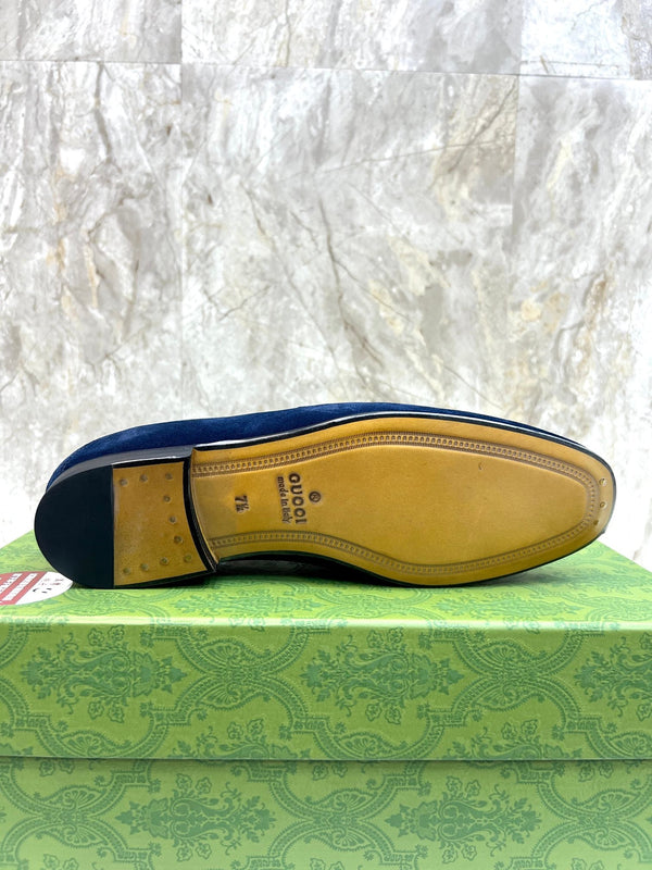 GG Men's Horsebit Loafer Navy Blue Suede 550325