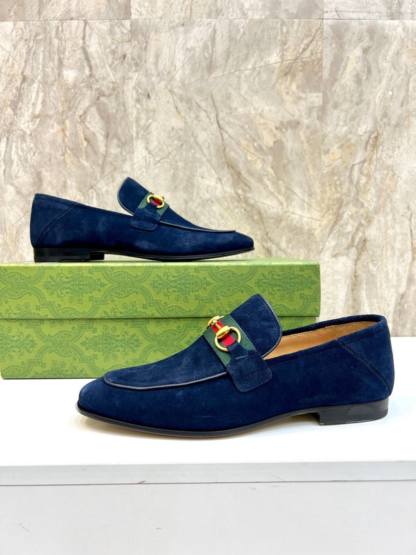 GG Men's Horsebit Loafer Navy Blue Suede 550325