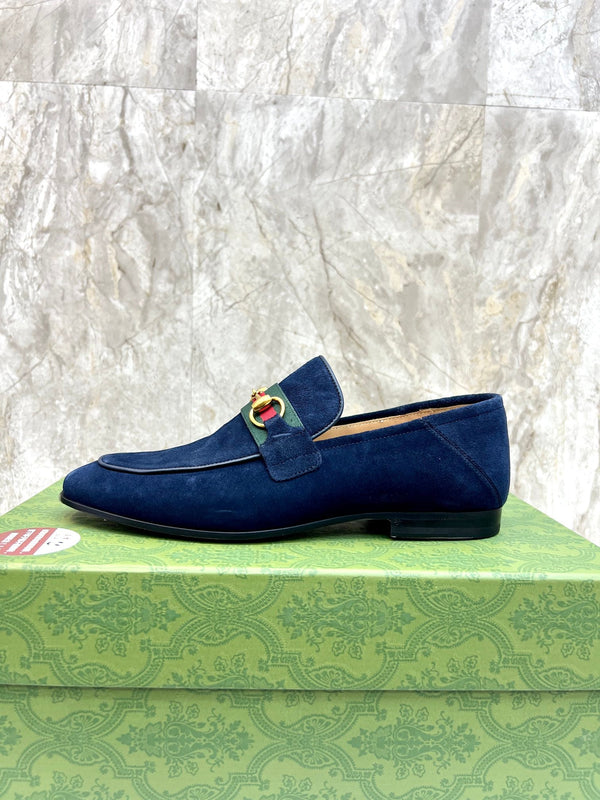 GG Men's Horsebit Loafer Navy Blue Suede 550325