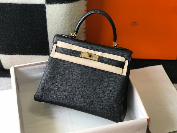 hm kelly 32cm pelle togo nera hardware dorato