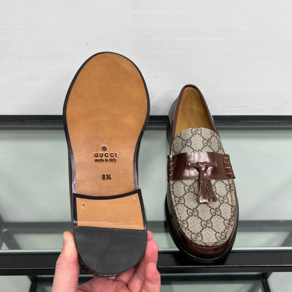 GG Men's Tassel Loafer Brown Patent Leather 559053