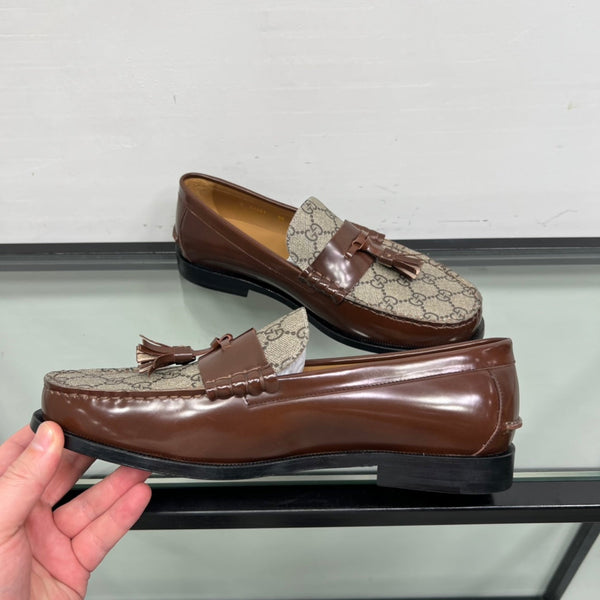 GG Men's Tassel Loafer Brown Patent Leather 559053